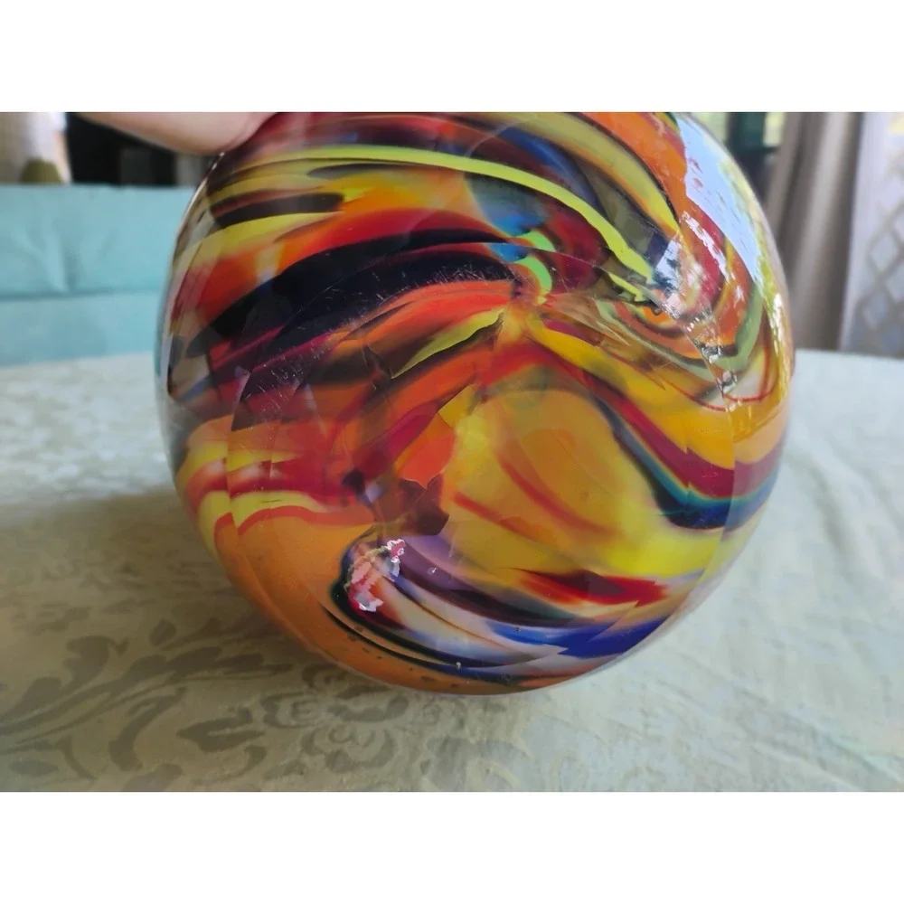 Krosno Jozefina Art Glass Red Orange Multicolor Hand Blown Vase Poland